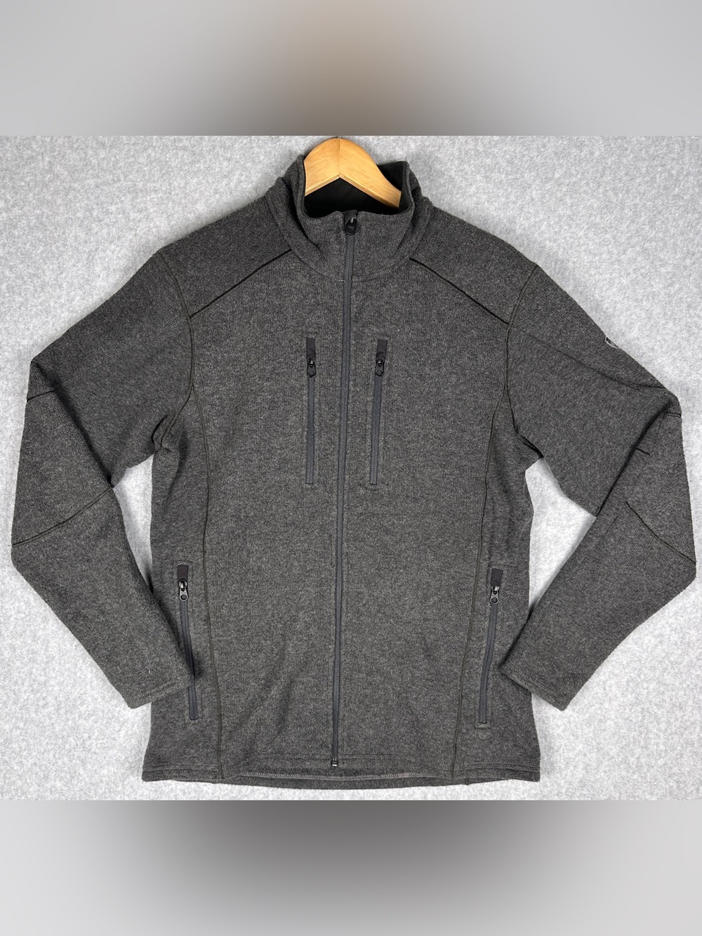 Kuhl Mens M Gray Fleece Jacket Full Zip 4 Pocket Outdoor Hiking Gorpcore